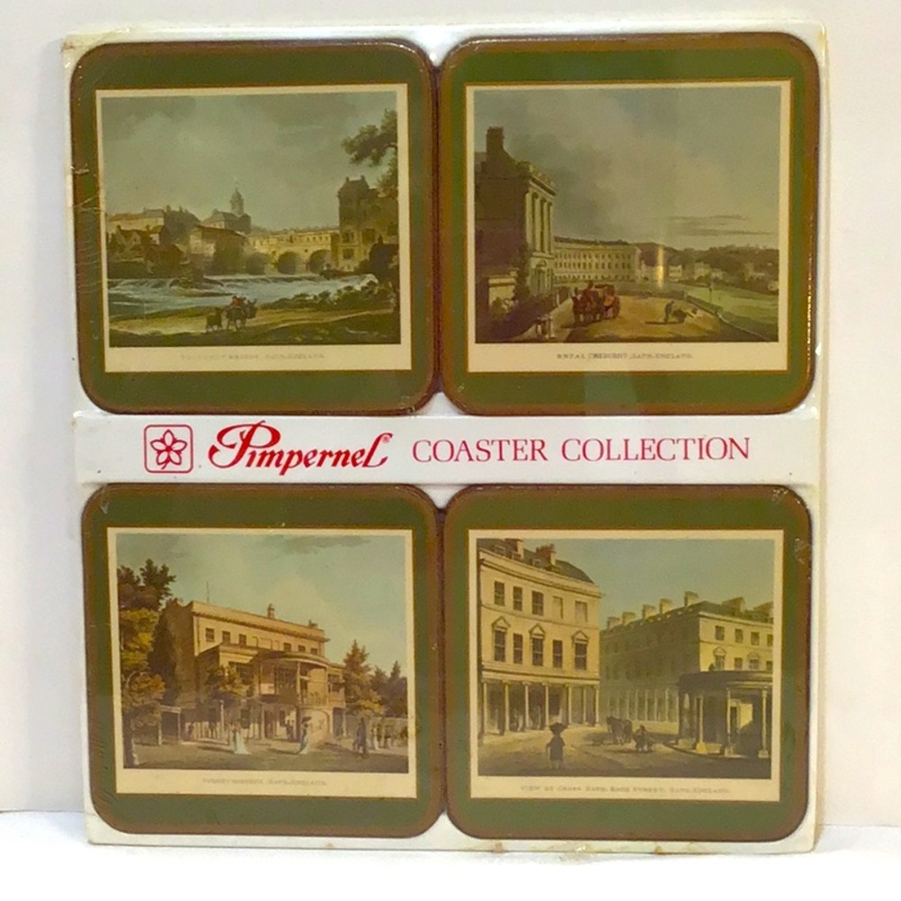 Pimpernel coasters of Bath, England landmarks